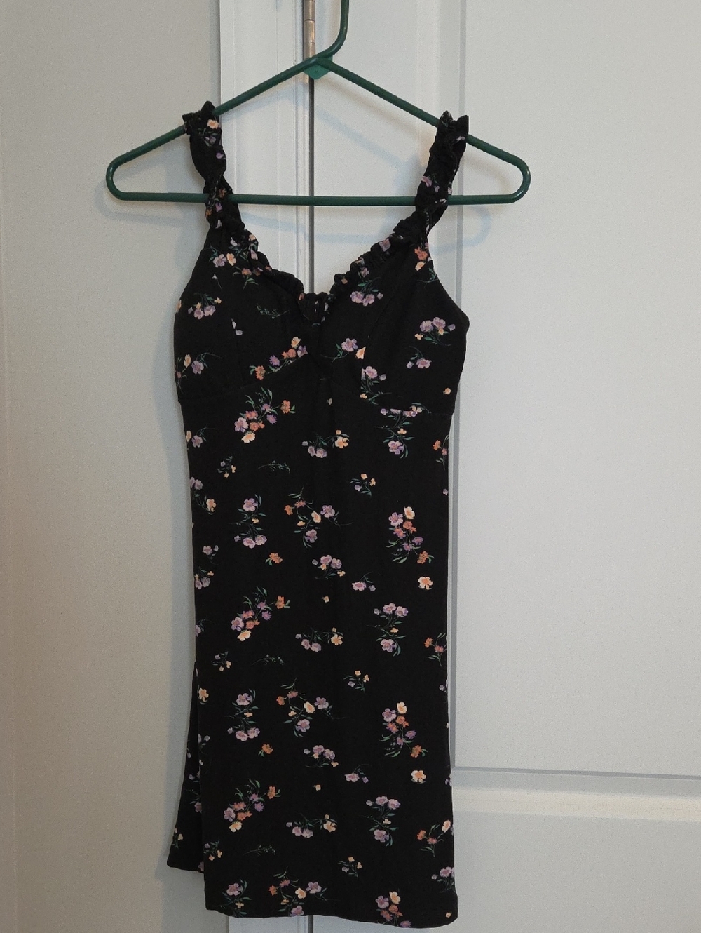 Derek Heart Black Mini Dress with Pink and Peach Floral Print